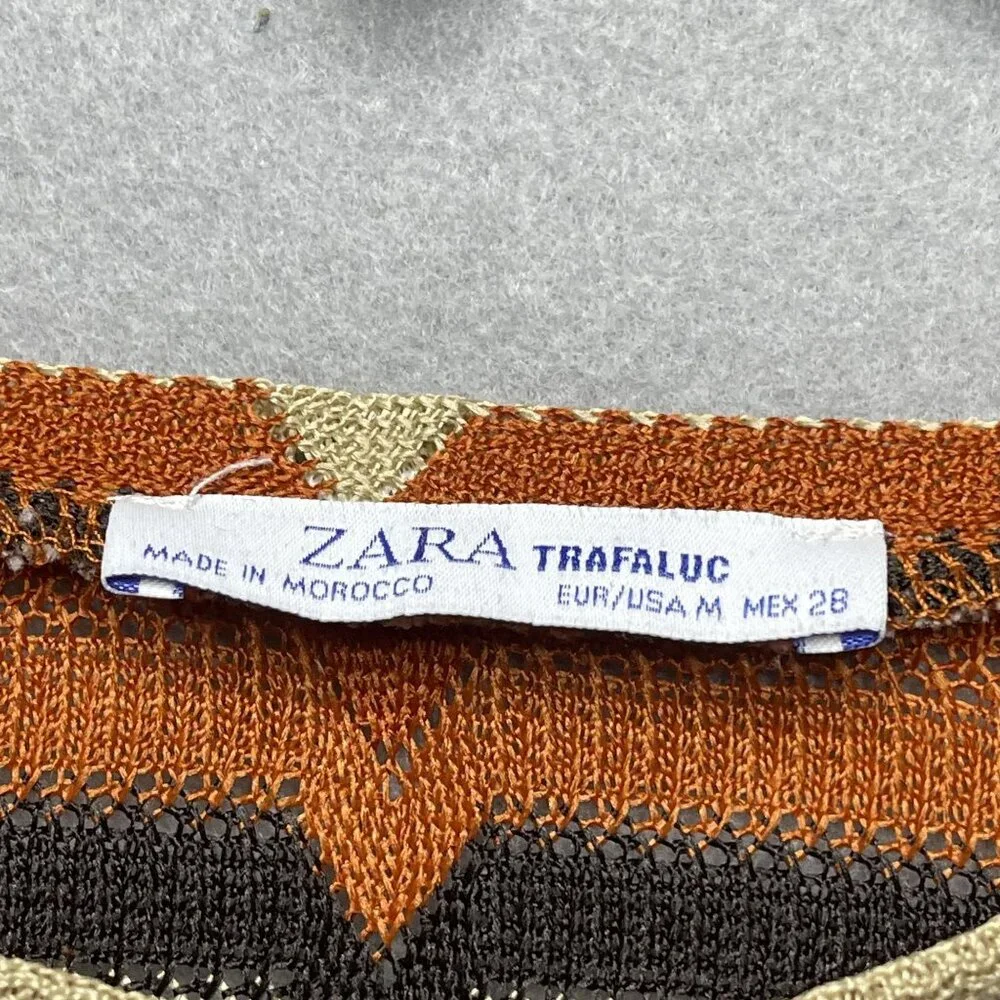 ZARA Striped Dolman Sleeve Elastic Waist Boho Top - Picture 3 of 9